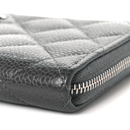 Chanel Caviar Quilted Medium Zip Around Wallet Dark Charcoal 10 of 10