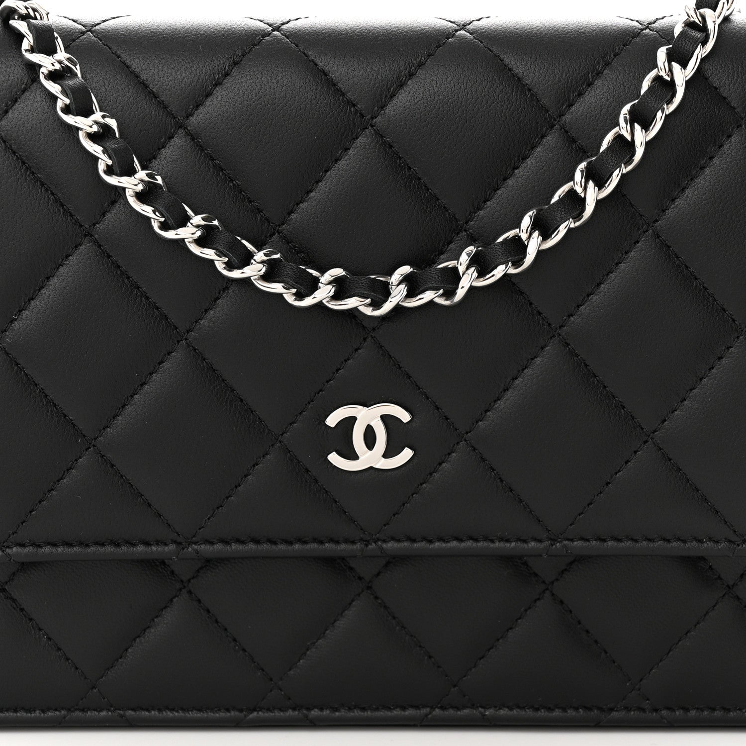 Chanel Lambskin Quilted Wallet On Chain WOC Black 9 of 13
