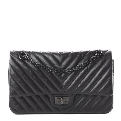 Chanel Aged Calfskin Chevron Quilted 2.55 Reissue 225 Flap So Black 1 of 8