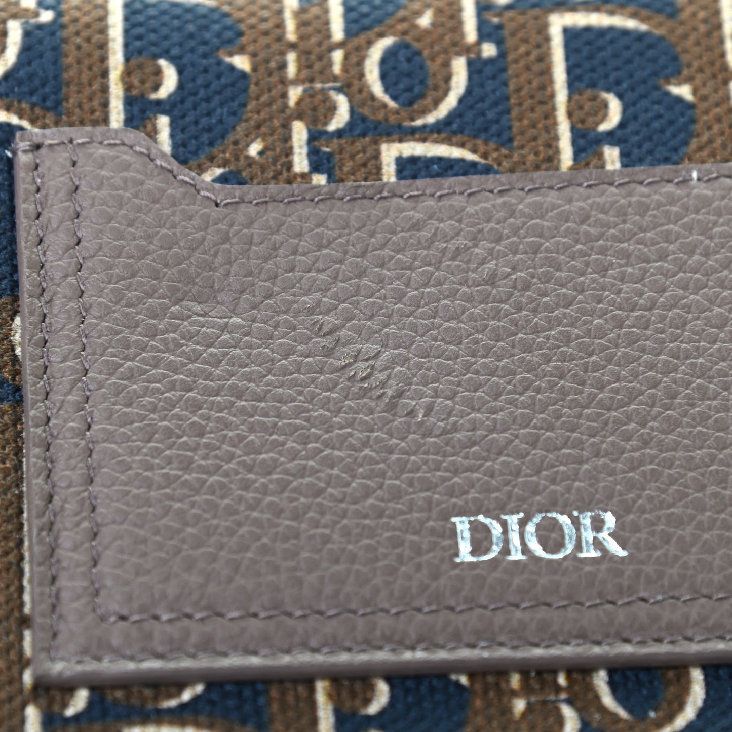 Oblique Zip Around Travel Wallet Brown Navy