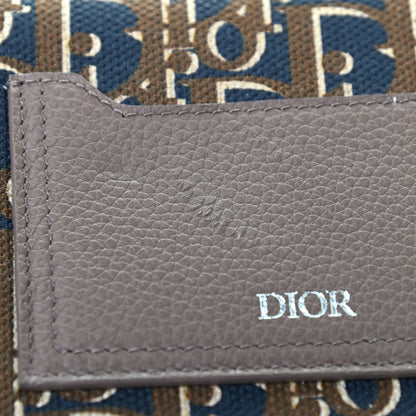Christian Dior Oblique Zip Around Travel Wallet Brown Navy 8 of 8