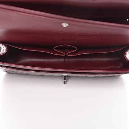 Chanel Striated Patent Quilted Jumbo Double Flap Burgundy 5 of 15