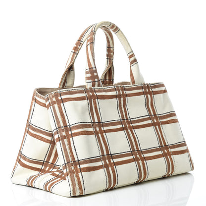 Prada Tessuto Stampato Plaid Tote Moro 3 of 25