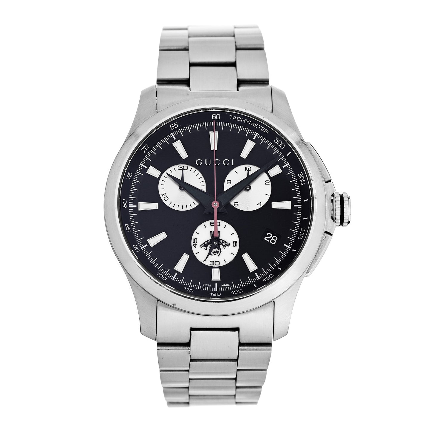 Stainless Steel 44mm G-Timeless Bee Chronograph Quartz Watch Black