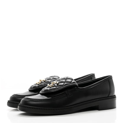 Chanel Lambskin Quilted CC Turnlock Loafers 40.5 Black 3 of 11