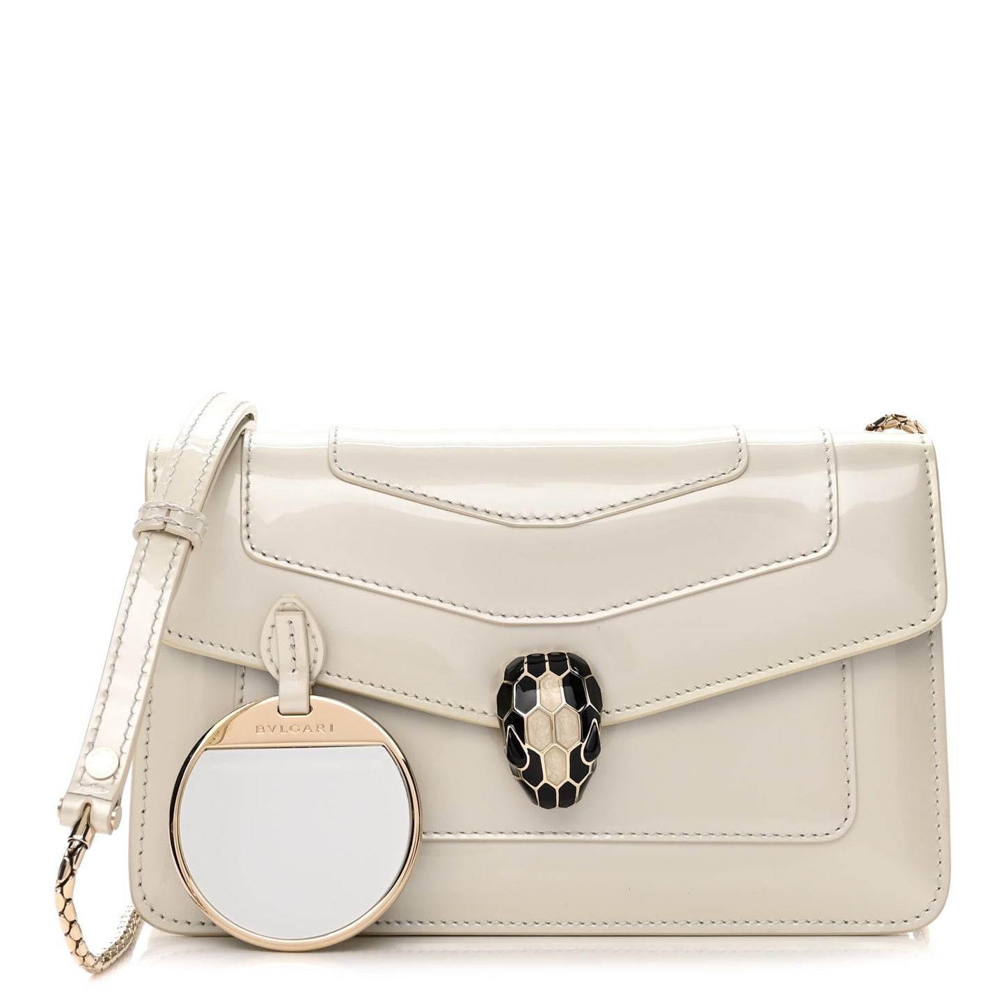 Patent Serpenti Forever Small Shoulder Bag White