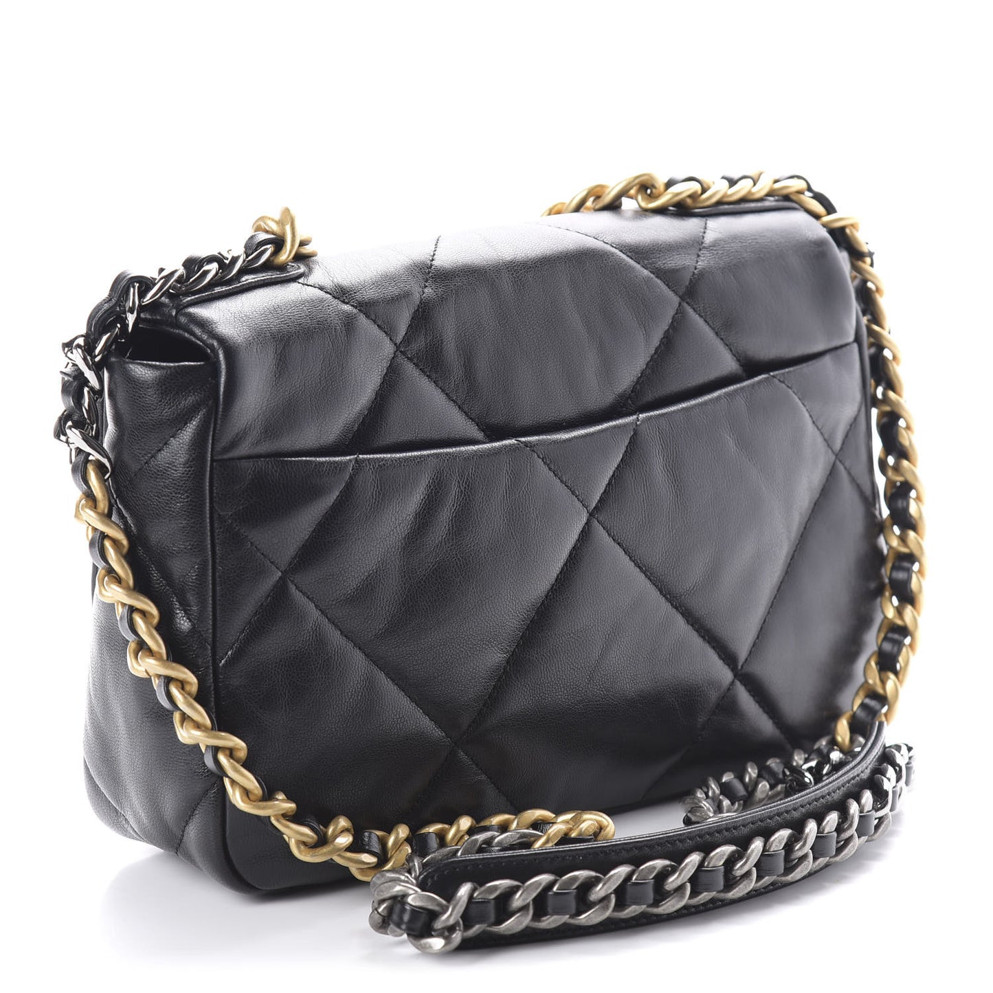 Goatskin Quilted Medium 19 Flap Black