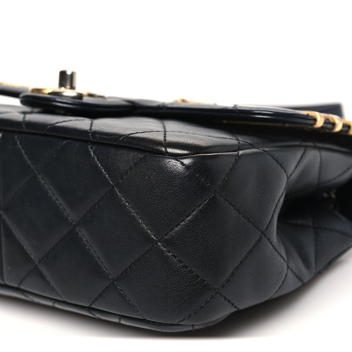 Lambskin Quilted Small Coco Clips Single Flap Black