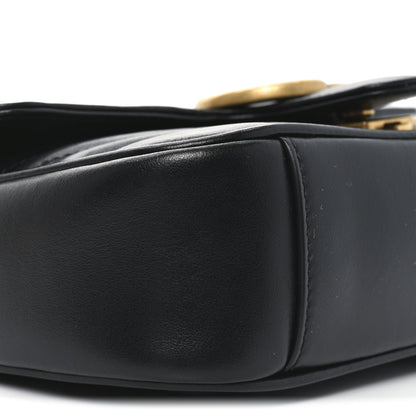 Gucci Calfskin Matelasse Mini GG Marmont Shoulder Bag Black 9 of 11