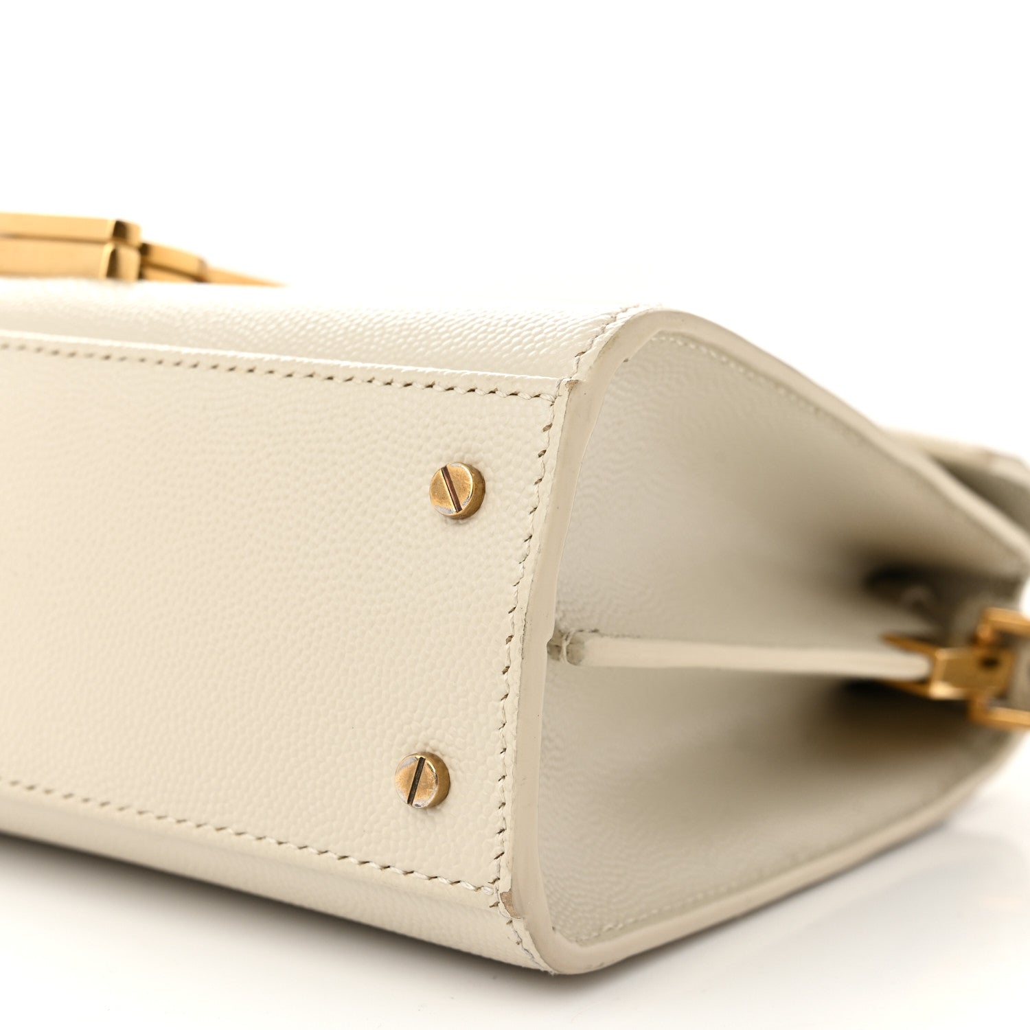 Saint Laurent Grain de Poudre Mini Classic Monogram Cassandra Top Handle Vintage White 9 of 13
