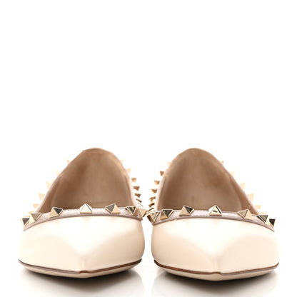 Valentino Garavani Nappa Rockstud Ballerina Flats 38.5 Light 39 Ivory Poudre 2 of 9
