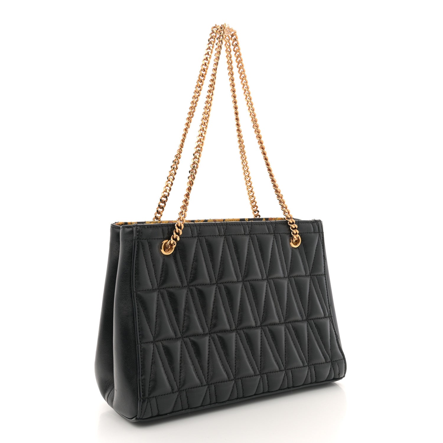 Versace Nappa Barocco Quilted Small Virtus V Chain Shoulder Bag Black 3 of 11