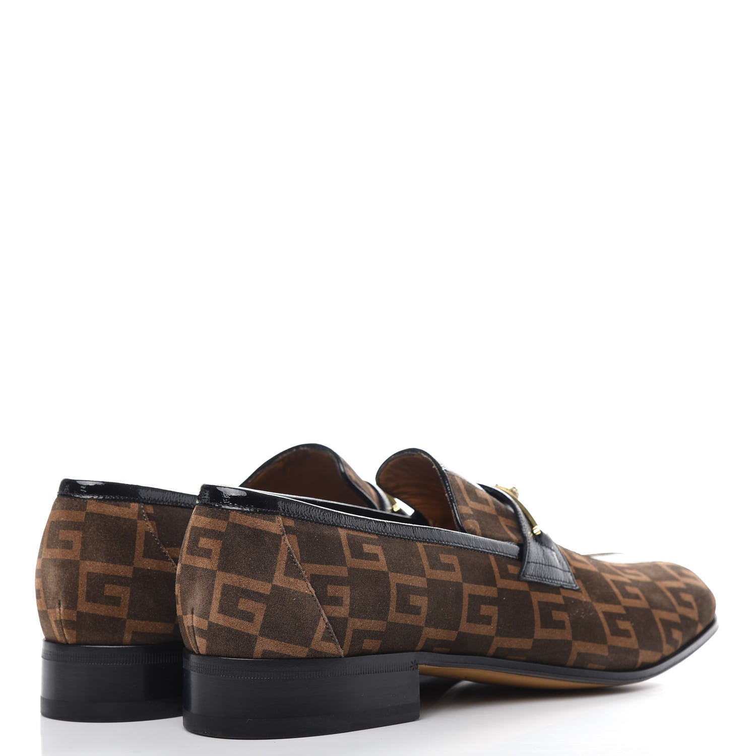 Gucci Vernice Naplack Suede Mens Square G Loafers 11 Black Sigaro 4 of 11