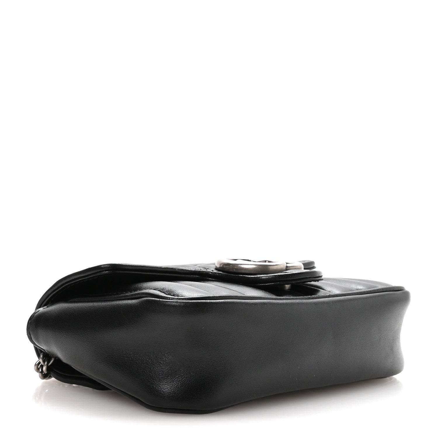 Gucci Calfskin Matelasse Aria Super Mini GG Marmont Shoulder Bag Black 3 of 10
