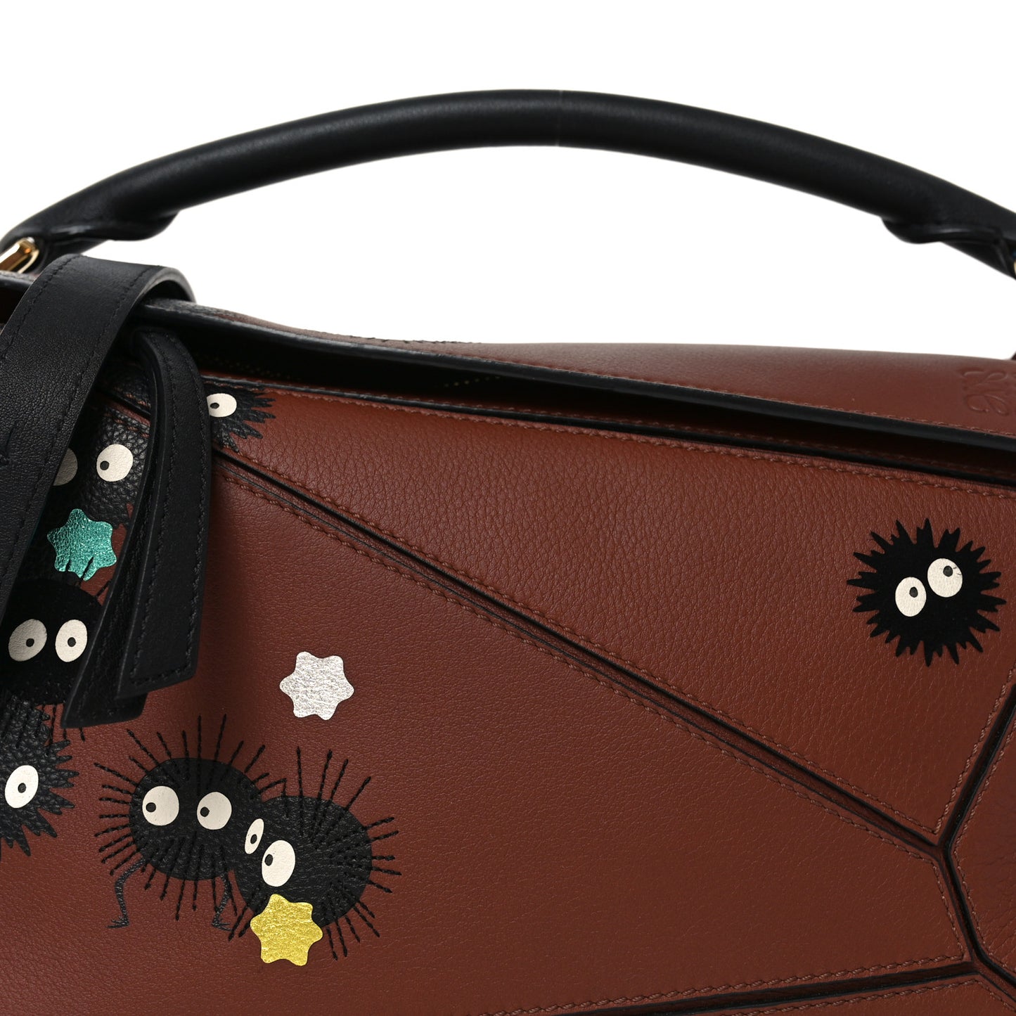 Calfskin Spirited Away Print Small Puzzle Bag Gold