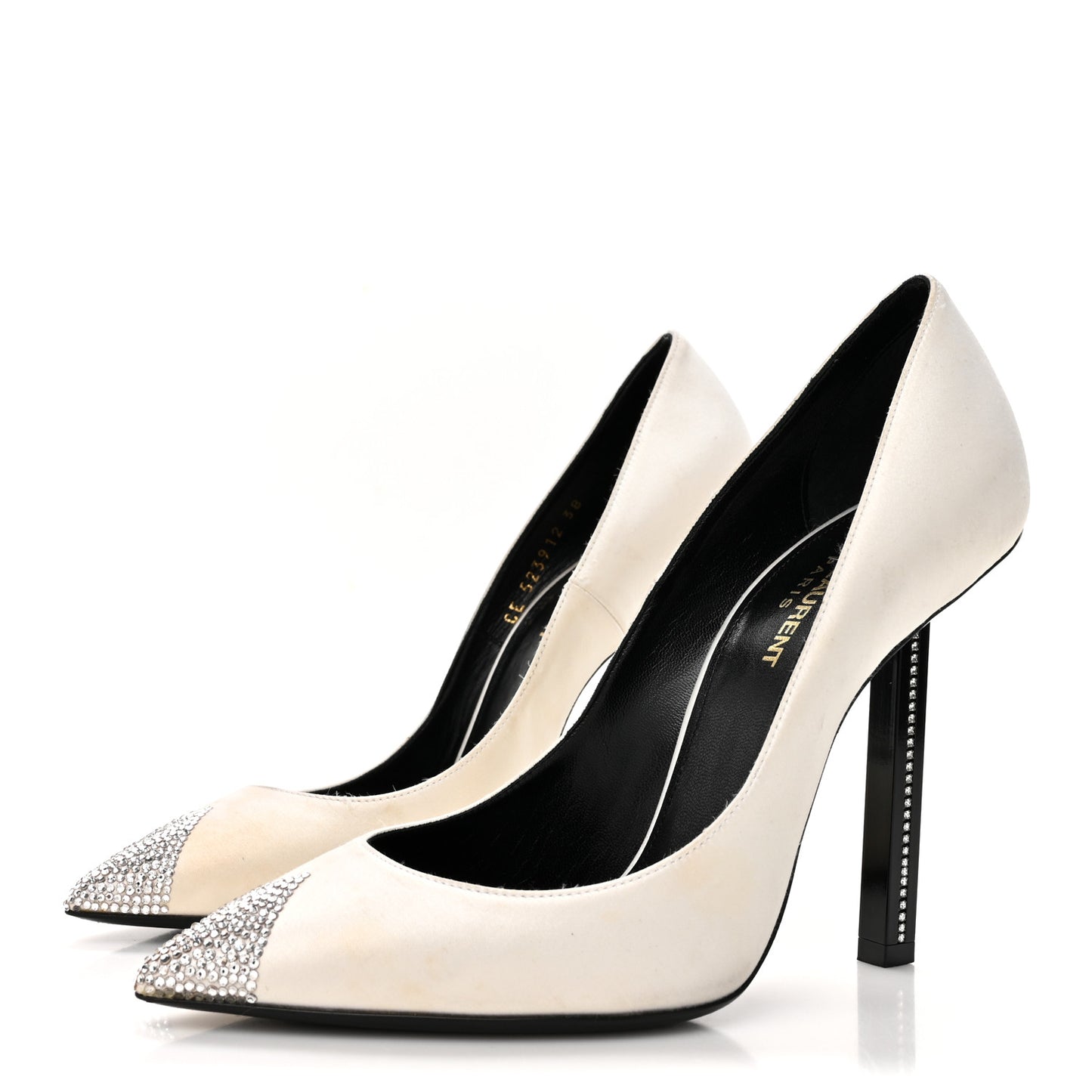 Satin Crystal Embellished Tower 110 Pump 38 Optique White