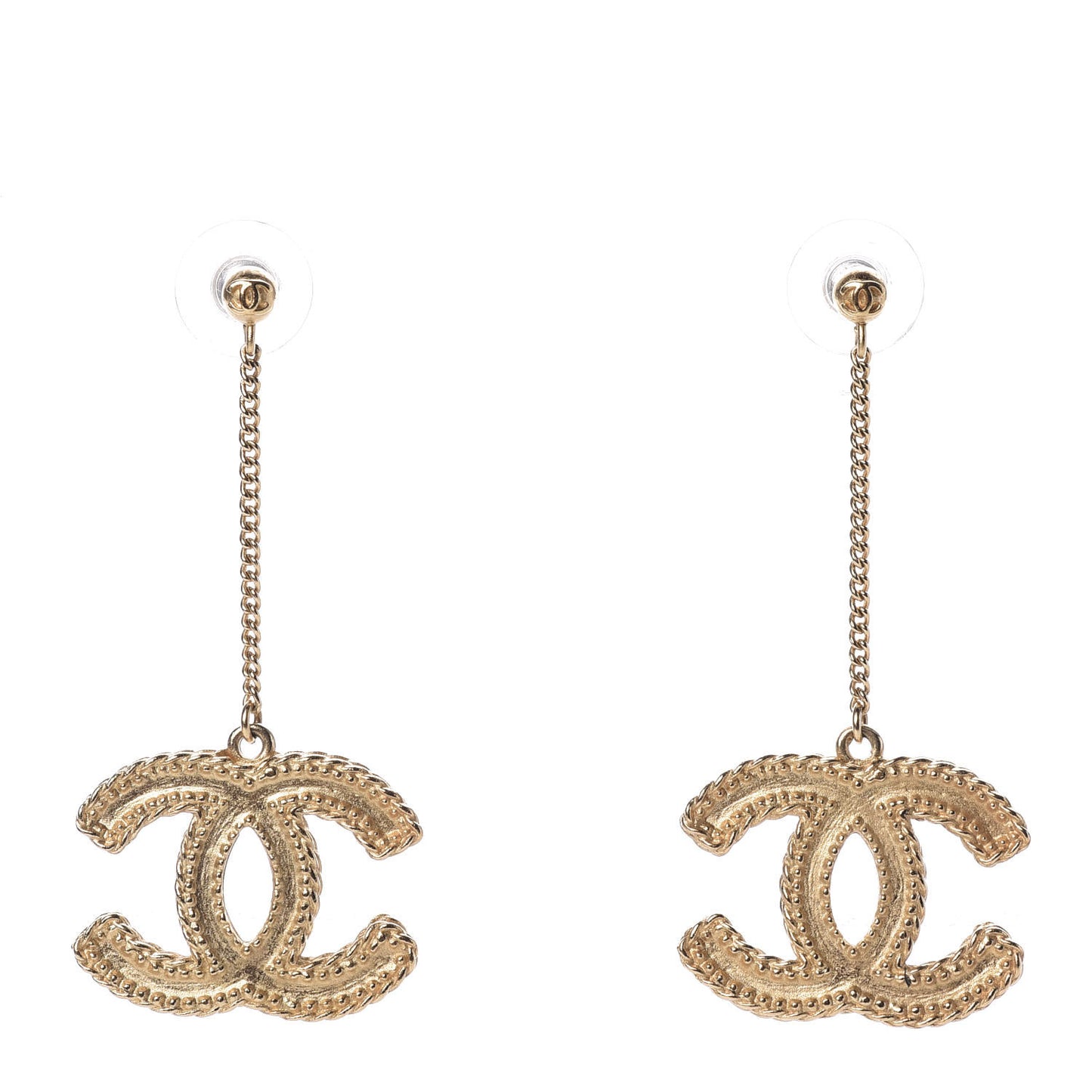 CC Drop Earrings Matte Gold