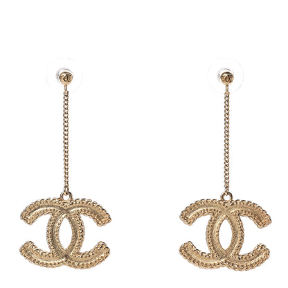Chanel CC Drop Earrings Matte Gold 1 of 4