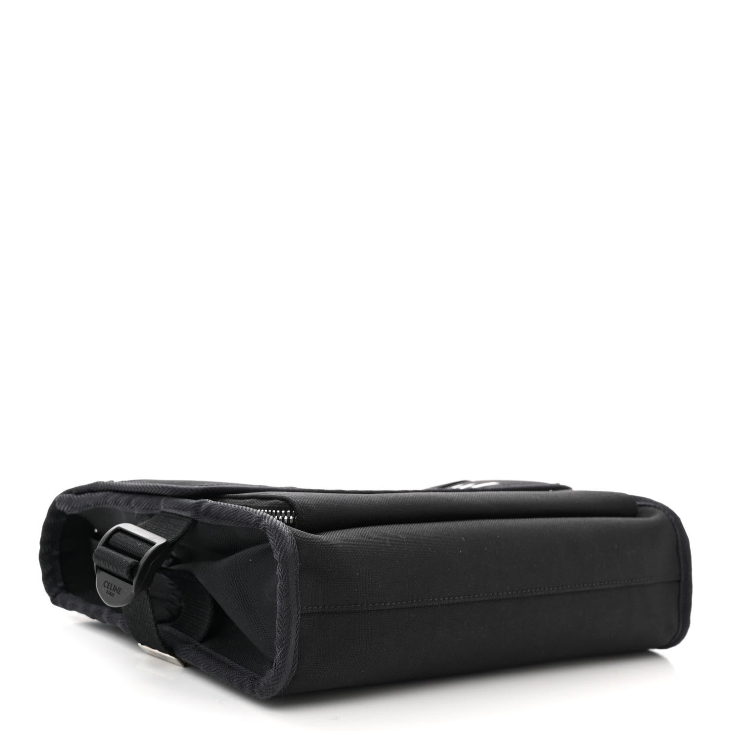 Cotton Gabardine Logo Print Messenger Bag Black