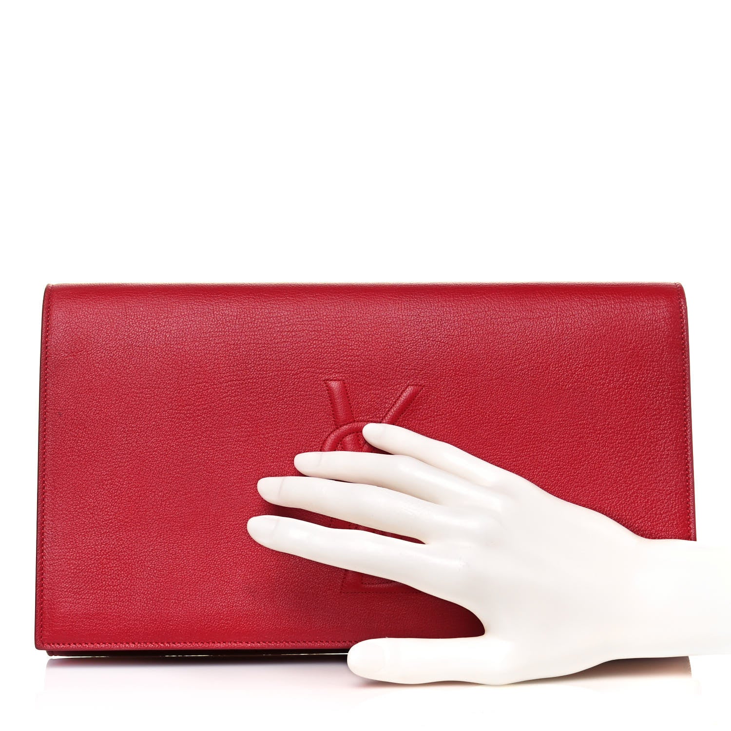 Saint Laurent Calfskin Monogram Large Belle De Jour Clutch Red 2 of 13