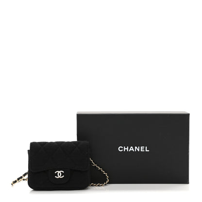 Chanel Jersey Quilted Flap Chain Waist Bag Black 9 of 9