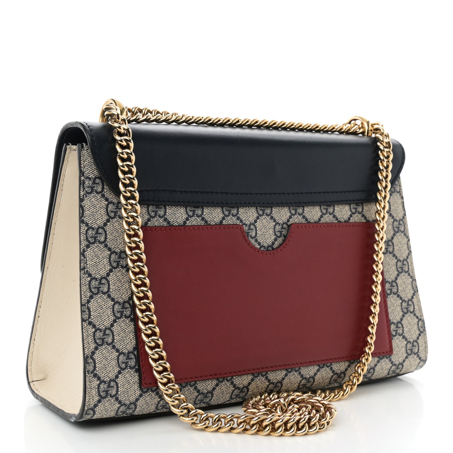 GG Supreme Monogram Calfskin Medium Padlock Shoulder Bag Beige Blue Mystic White Hibiscus Red