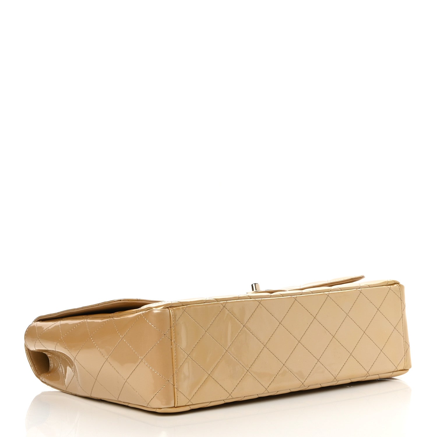 Chanel Metallic Patent Quilted Maxi Single Flap Beige 3 of 16