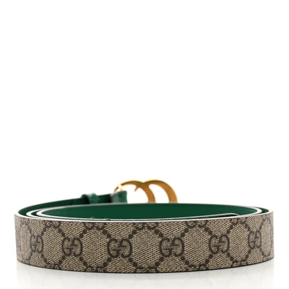 Gucci GG Supreme Monogram Anaconda Double G 30mm Belt 120 48 Ebony Emerald 2 of 7
