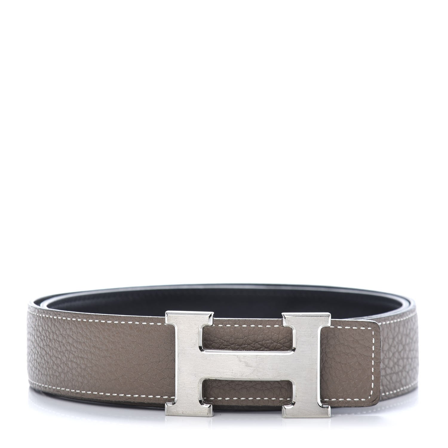 Hermes Togo Box H Belt 90 Etoupe Black 1 of 6