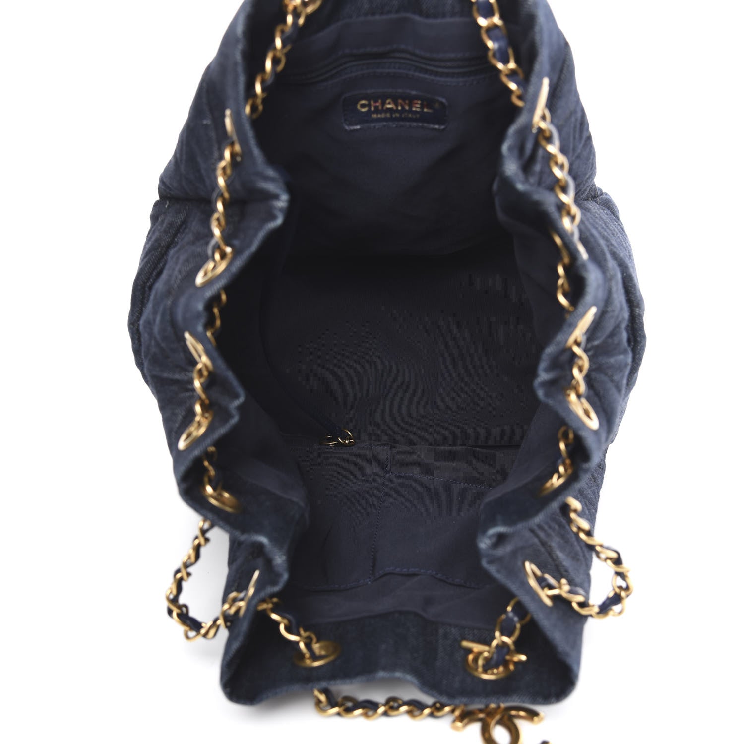 Chanel Washed Denim Quilted Large Urban Spirit Drawstring Bag Dark Blue 5 of 11