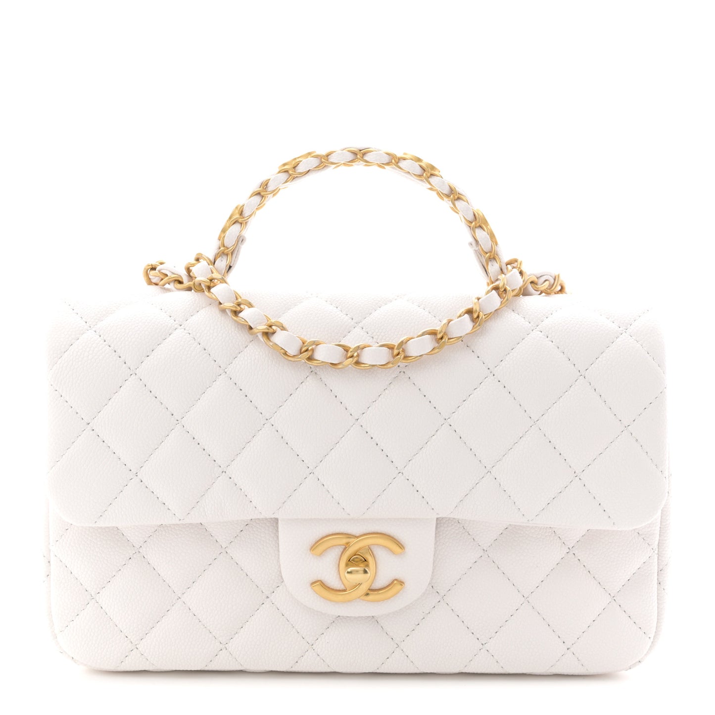 Caviar Quilted Small Handy CC Flap White