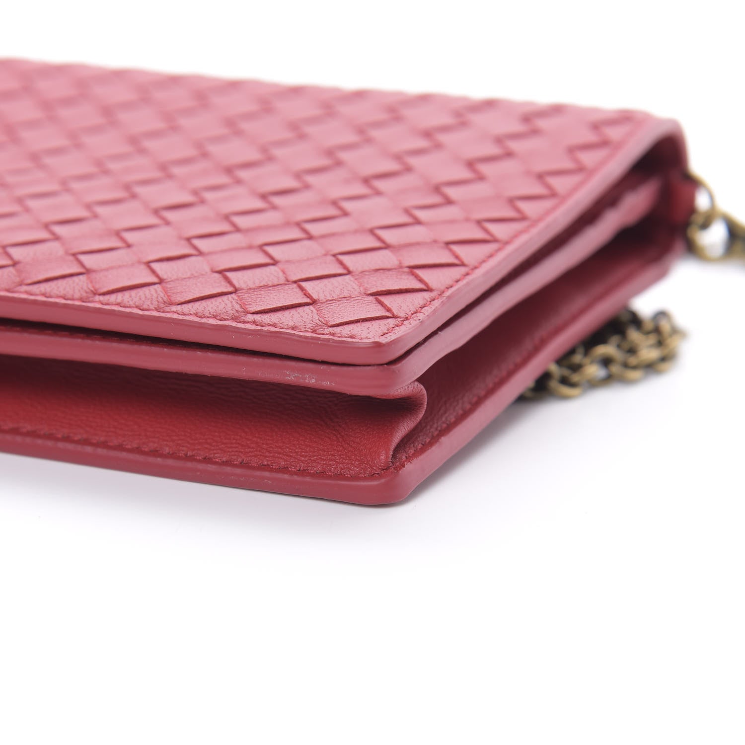 Bottega Veneta Nappa Intrecciato Chain Wallet China Red 10 of 12