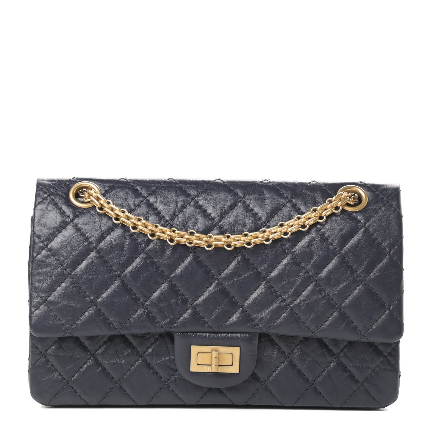Aged Calfskin Quilted 2.55 Reissue 225 Flap Navy