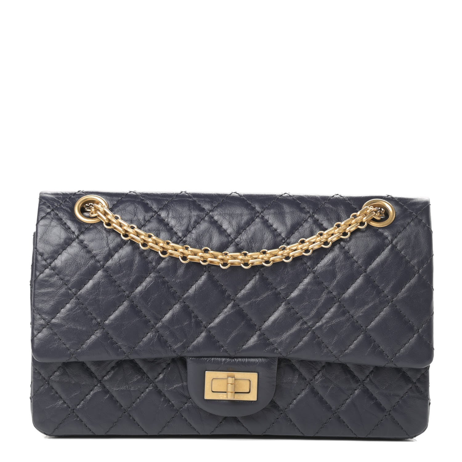 Chanel Aged Calfskin Quilted 2.55 Reissue 225 Flap Navy 1 of 13