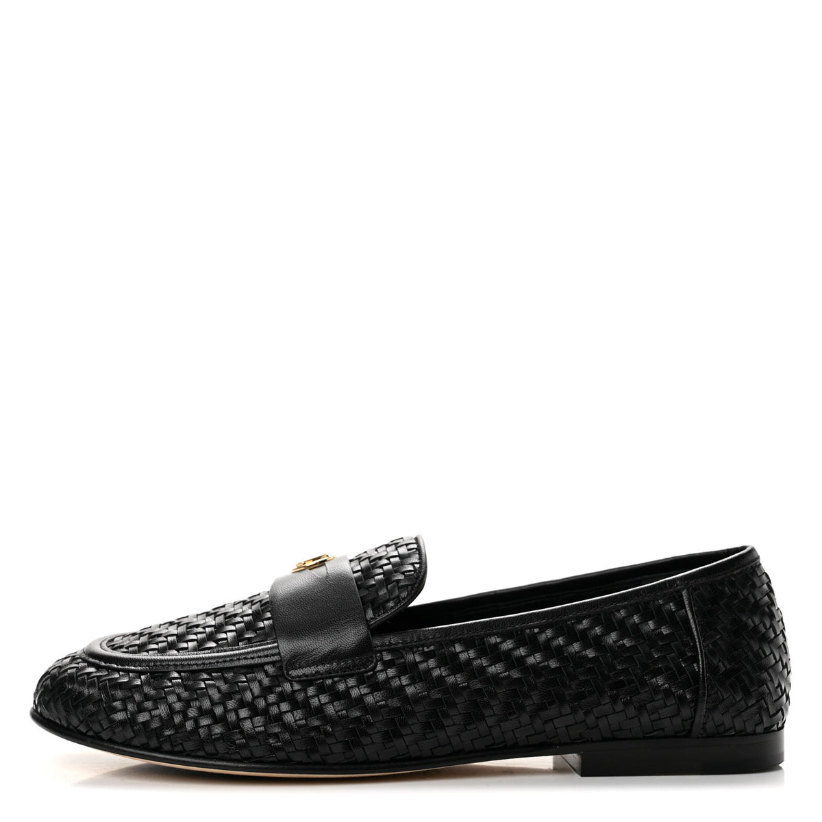 Goatskin Braided Soho Flat Loafer 41 Black