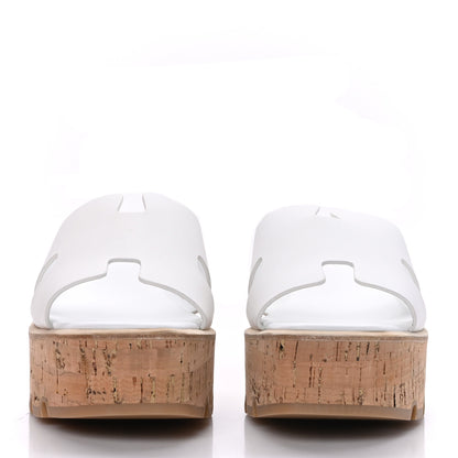 Hermes Calfskin Cork Eze 30 Sandals 41 White 2 of 9