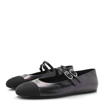 Chanel Lambskin Grosgrain Mary Jane Flats 39 Black 4 of 9