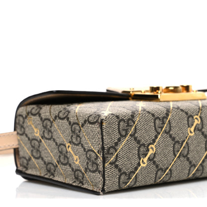 Gucci GG Supreme Monogram Calfskin Horsebit Print Mini Padlock Top Handle Shoulder Bag Beige Ebony Light Pink 9 of 12
