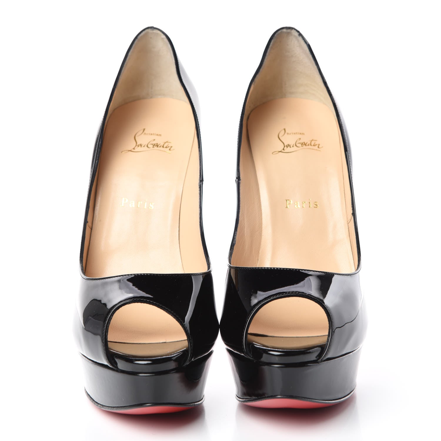 Christian Louboutin Patent Lady Peep 150 Pumps 41 Black 2 of 8