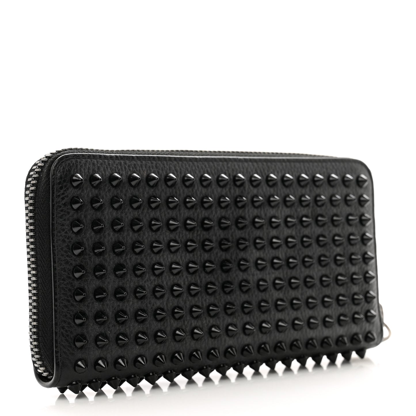 Calfskin Panettone Spiked Zip Around Wallet Black