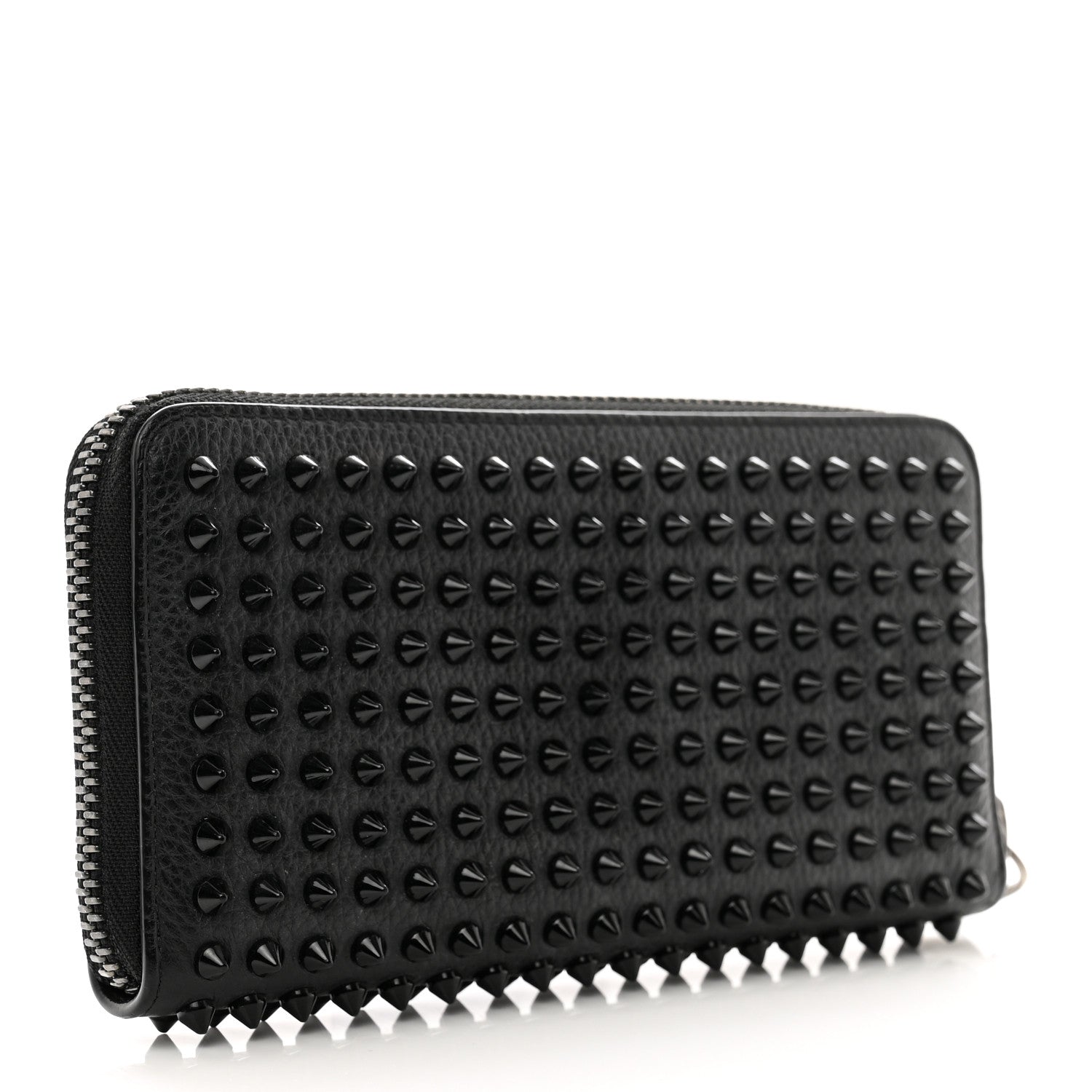 Christian Louboutin Calfskin Panettone Spiked Zip Around Wallet Black 3 of 7