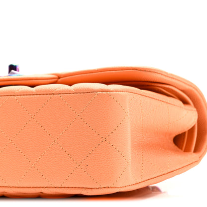 Chanel Caviar Quilted Rainbow CC Small Double Flap Orange 10 of 10