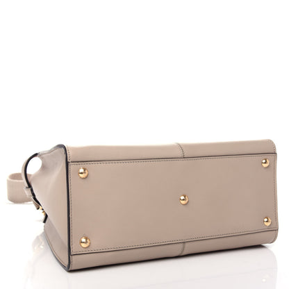 Fendi Vitello Seta Glazed Fabric FF 1974 Medium Peekaboo X-Lite Nuvola Mogano Panna 4 of 12