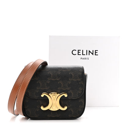 Celine Triomphe Canvas Calfskin Mini Claude Tan 9 of 9
