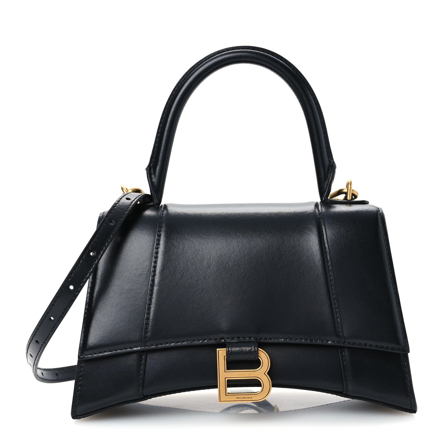 Balenciaga Shiny Box Calfskin Small Hourglass Top Handle Bag Black 1 of 11
