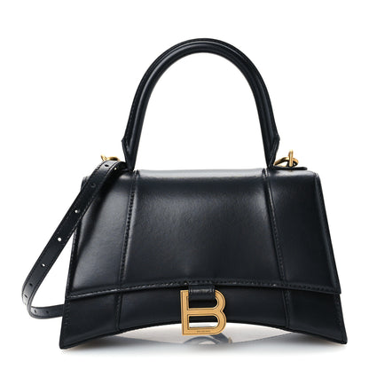 Balenciaga Shiny Box Calfskin Small Hourglass Top Handle Bag Black 1 of 11