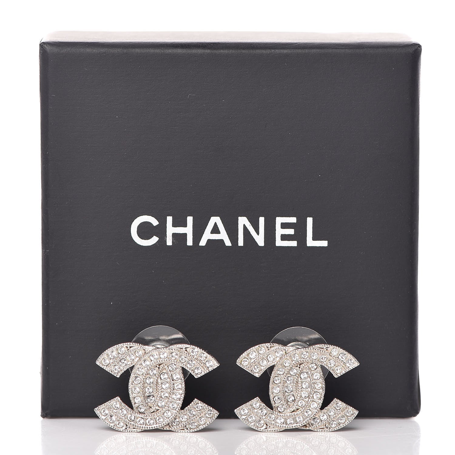 Chanel Crystal CC Earrings Silver 5 of 5