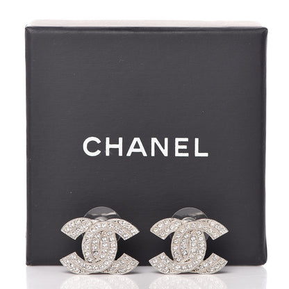 Chanel Crystal CC Earrings Silver 5 of 5