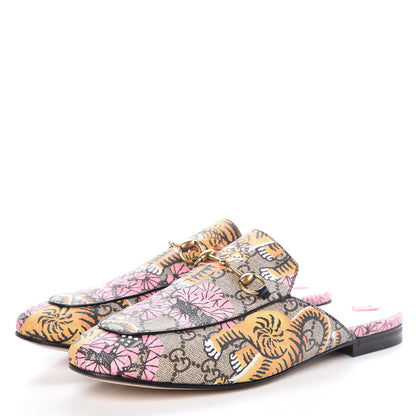 Gucci GG Supreme Monogram Bengal Womens Princetown Slippers 40.5 Beige Crop Pink 3 of 8