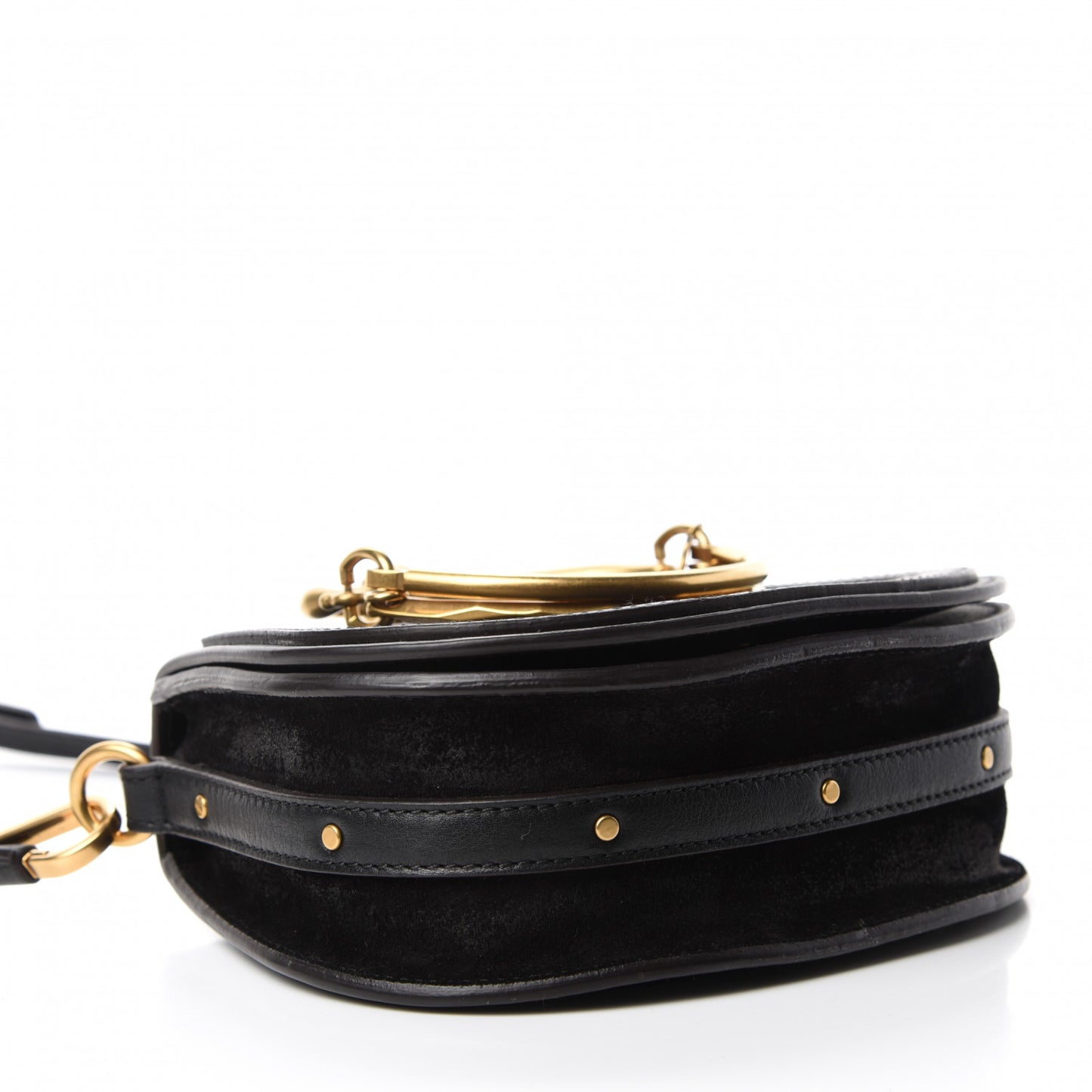 Calfskin Suede Small Nile Bracelet Bag Black